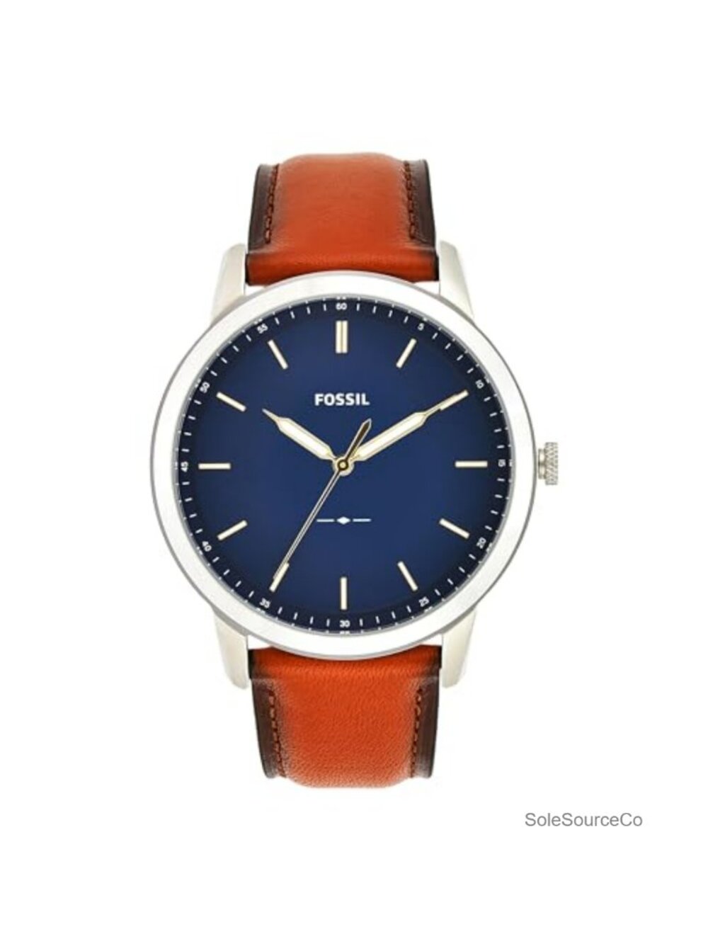 Minimalist Quartz Three-Hand Stainless Steel Watch with Leather Strap